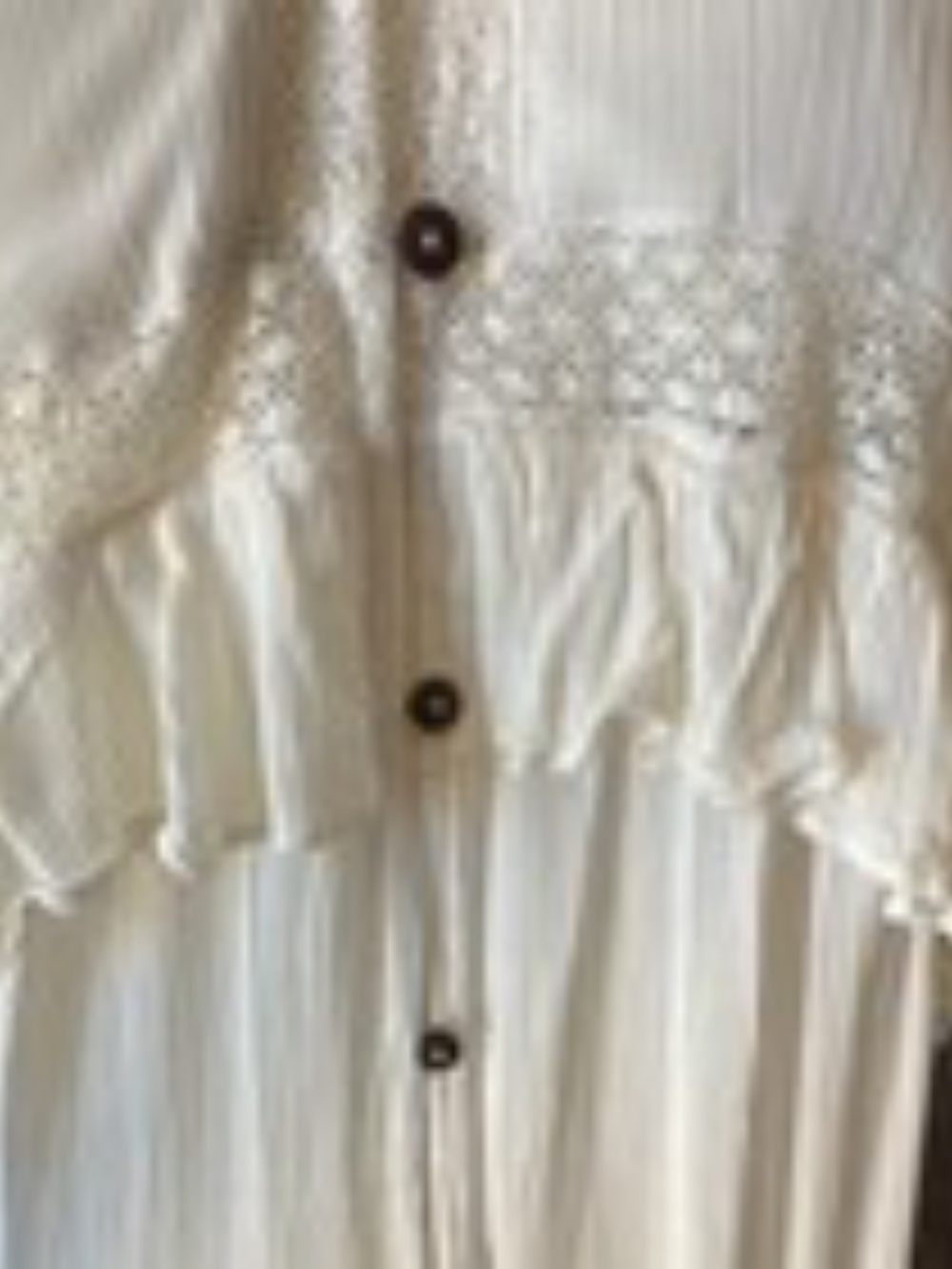 Free People White Lace Ruffle Button Maxi Dress V-Neck Cape Sleeve Size XS - Picture 2 of 10